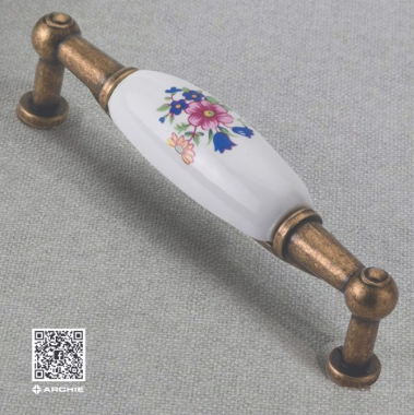 Tay nắm hoa sứ AK6242A-96-B5- Đồng Xanh